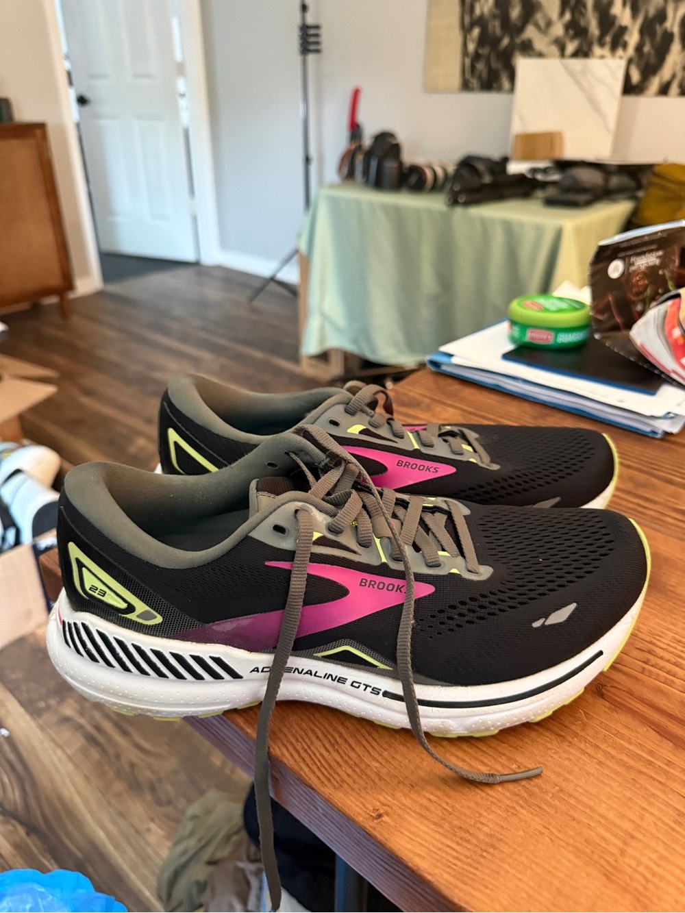 Brooks Women's Running Shoes - Black with Pink & Lime Accents
